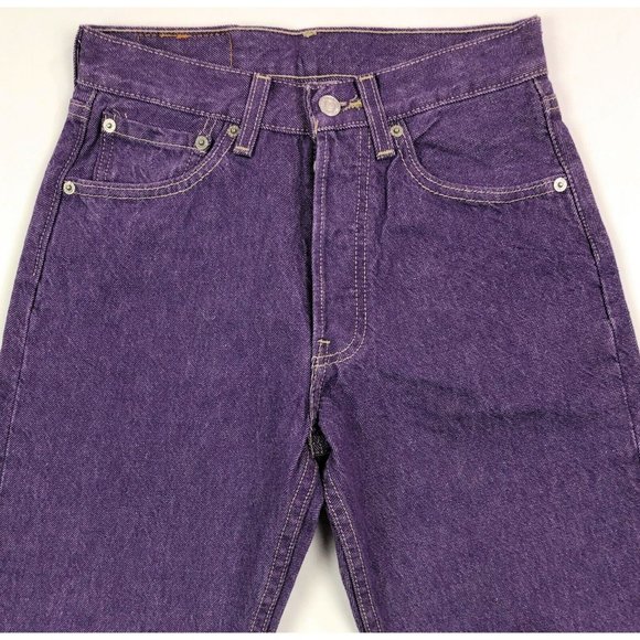 Levis 501 For Women 27x32 Purple Jeans VTG Button Fly Straight Leg Made In USA - Picture 4 of 10